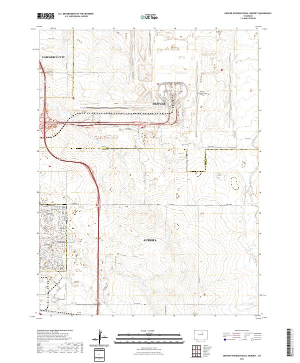 Denver International Airport topographic map thumbnail
