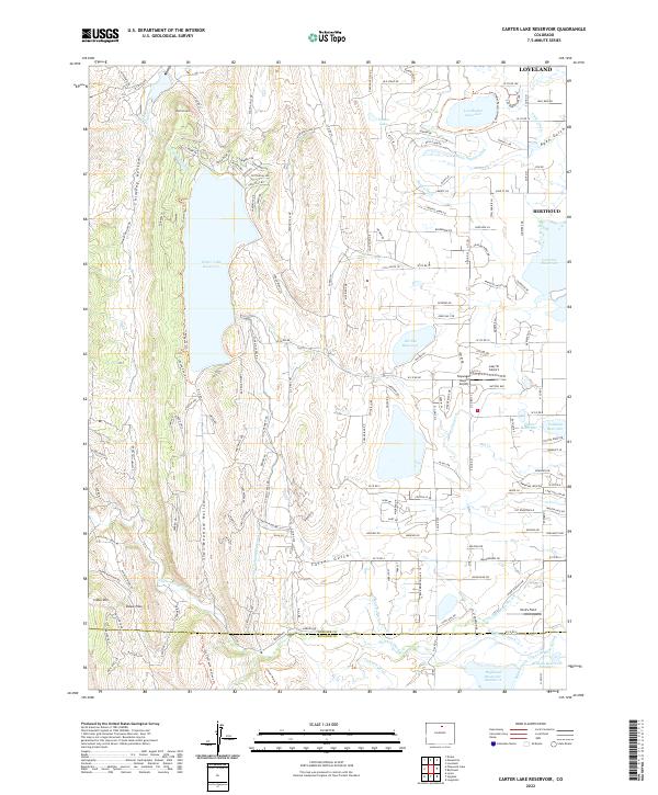 Carter Lake Reservoir topographic map thumbnail