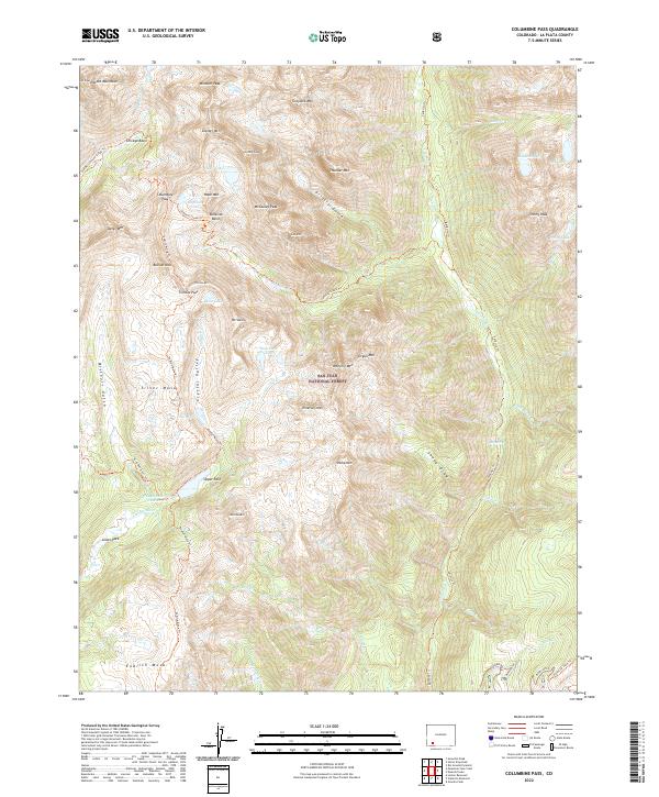 Columbine Pass topographic map thumbnail