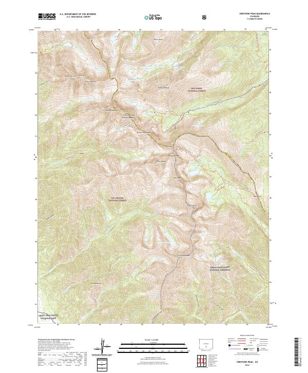 Crestone Peak topographic map thumbnail