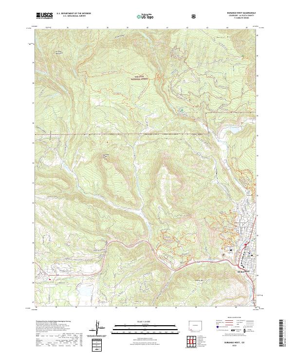 Durango West topographic map thumbnail