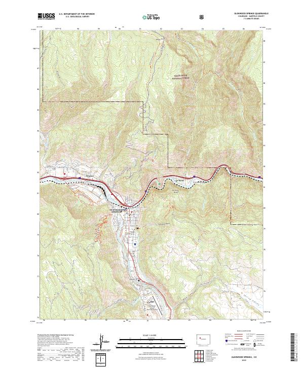 Glenwood Springs topographic map thumbnail