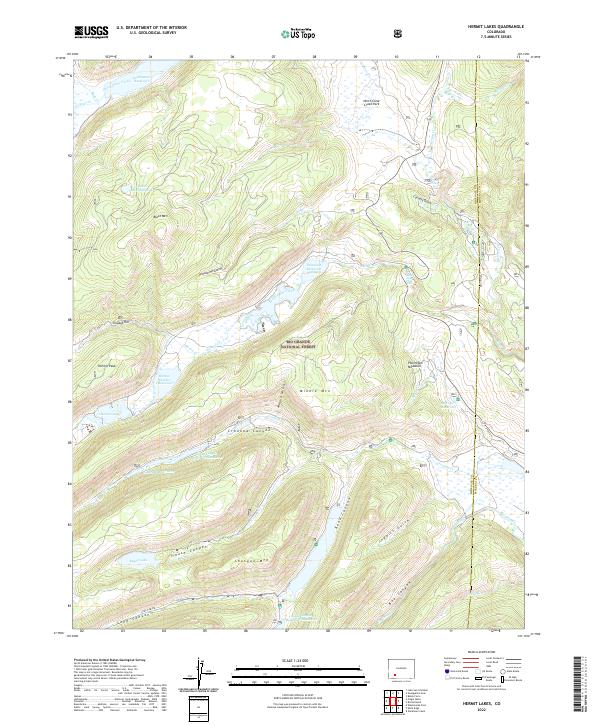 Hermit Lakes topographic map thumbnail