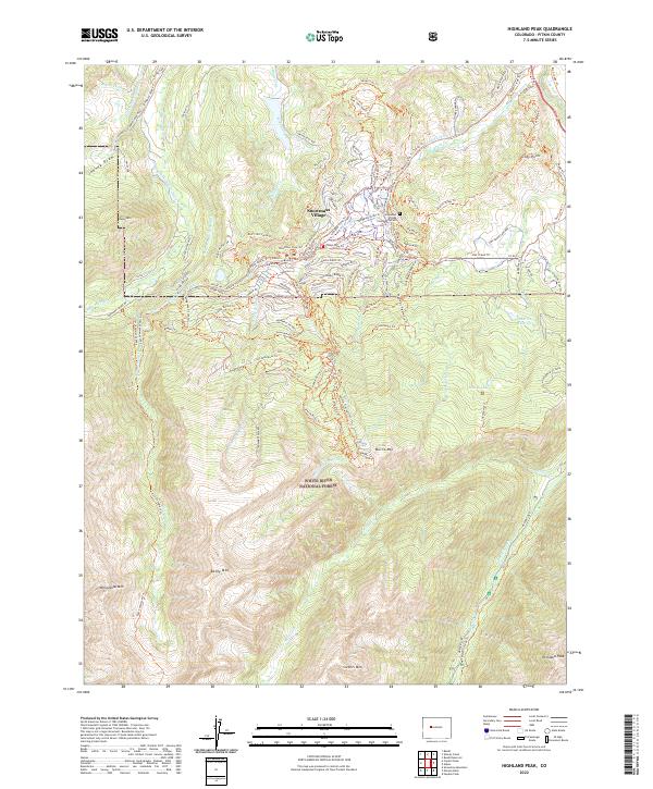 Highland Peak topographic map thumbnail