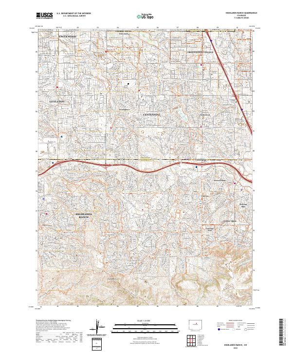 Highlands Ranch topographic map thumbnail