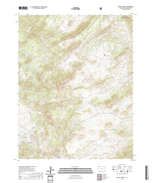 Mount Tyndall 2022 topographic map thumbnail