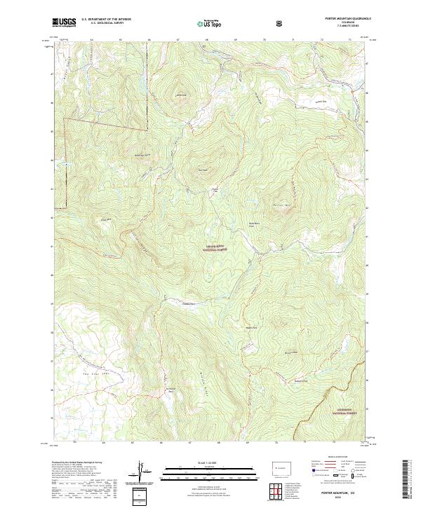 Porter Mountain 2022 topographic map thumbnail