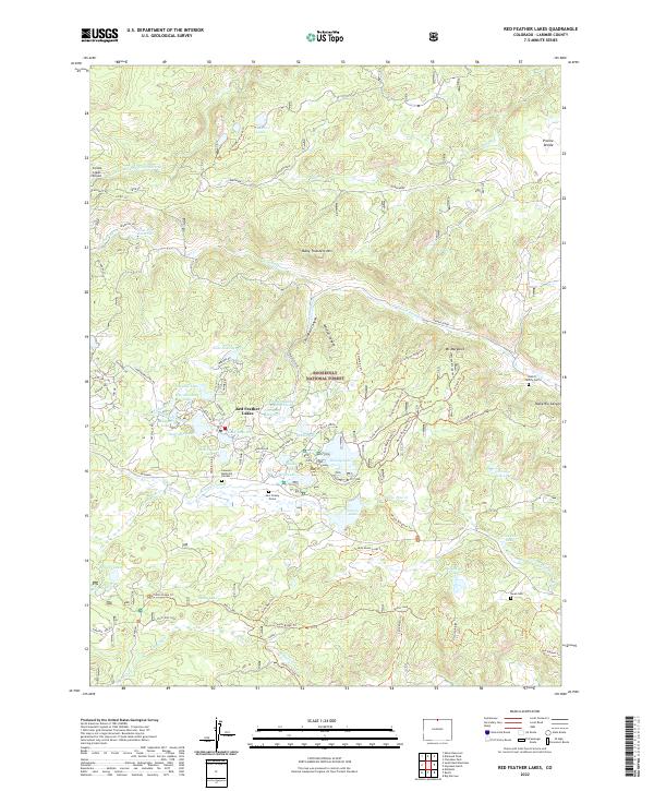 Red Feather Lakes 2022 topographic map thumbnail