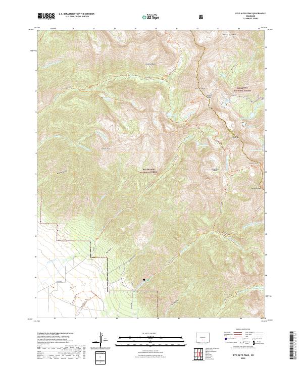 Rito Alto Peak topographic map thumbnail