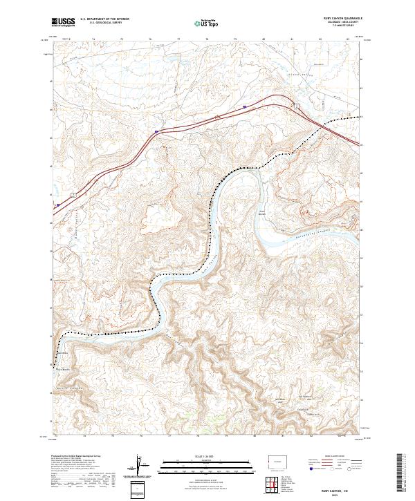 Ruby Canyon 2022 topographic map thumbnail