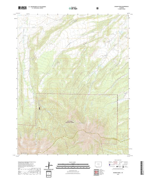 Spanish Peaks topographic map thumbnail