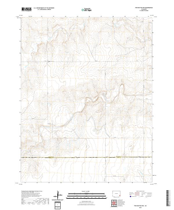 Two Buttes NW 2022 topographic map thumbnail