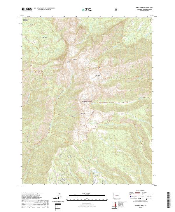 West Elk Peak topographic map thumbnail