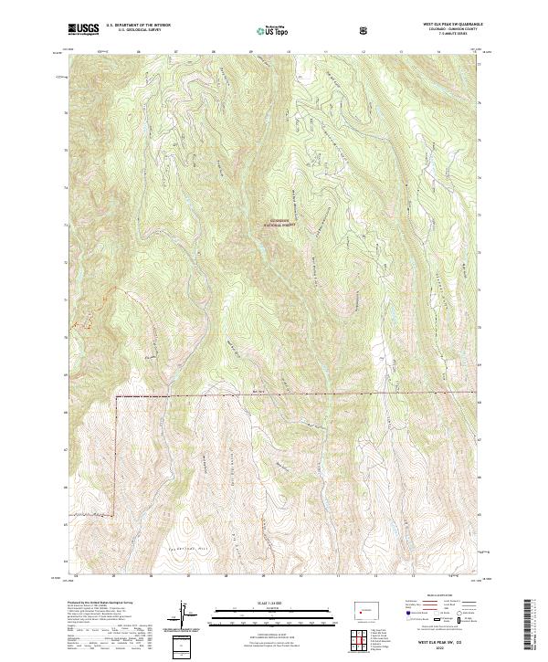 West Elk Peak SW topographic map thumbnail