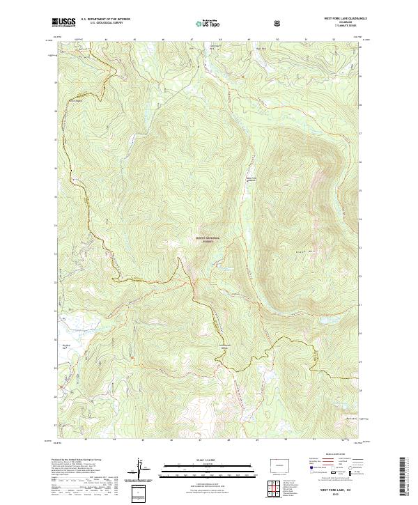West Fork Lake topographic map thumbnail