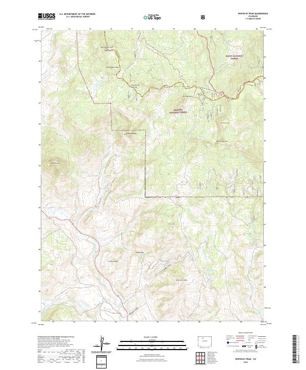 Whiteley Peak topographic map thumbnail
