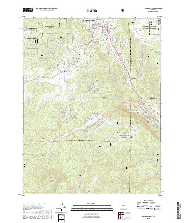 Woodland Park topographic map thumbnail