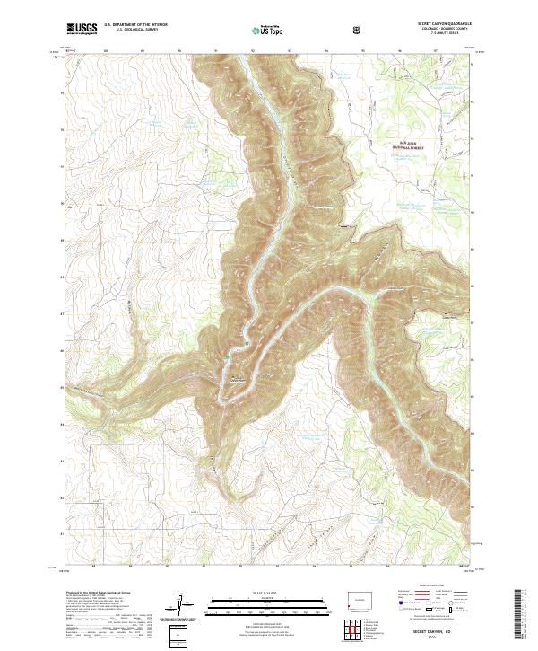 Secret Canyon topographic map thumbnail