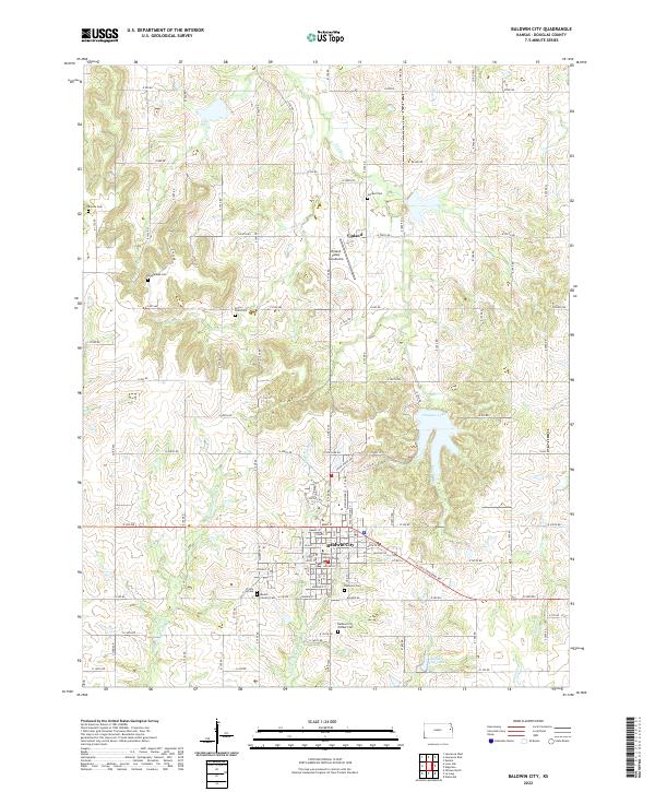 Baldwin City topographic map thumbnail