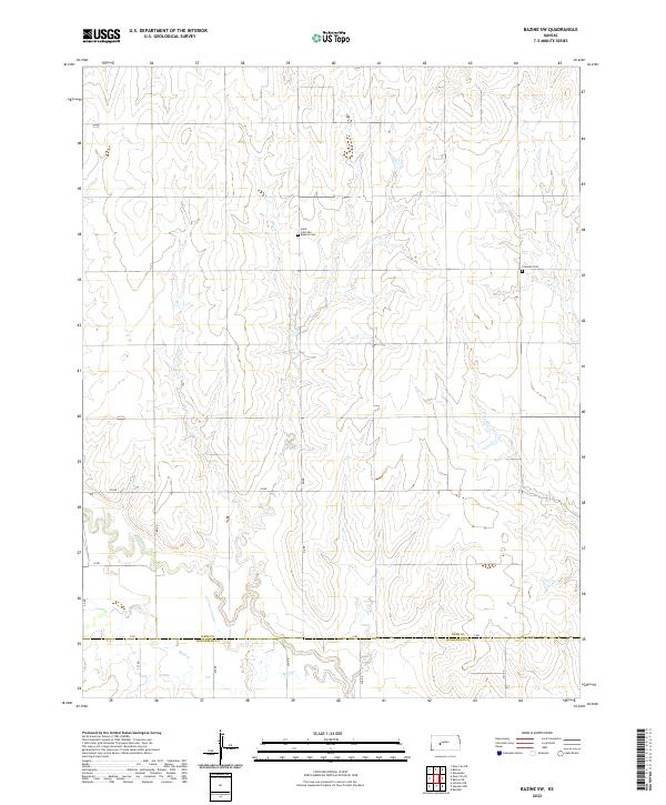 Bazine SW topographic map thumbnail