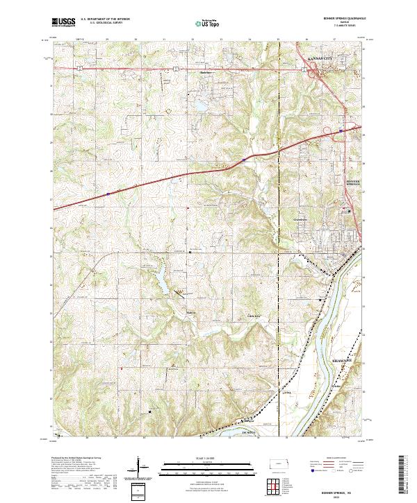 Bonner Springs topographic map thumbnail