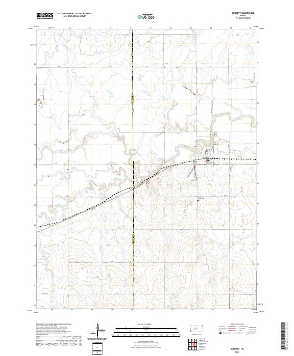 Burdett topographic map thumbnail