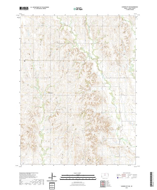 Cawker City NW topographic map thumbnail