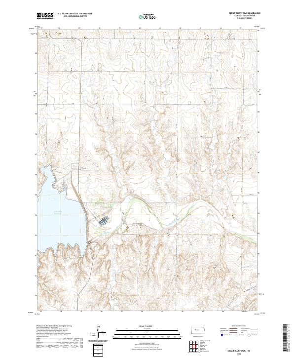 Cedar Bluff Dam topographic map thumbnail