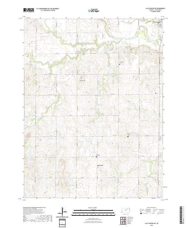 Clay Center SW topographic map thumbnail