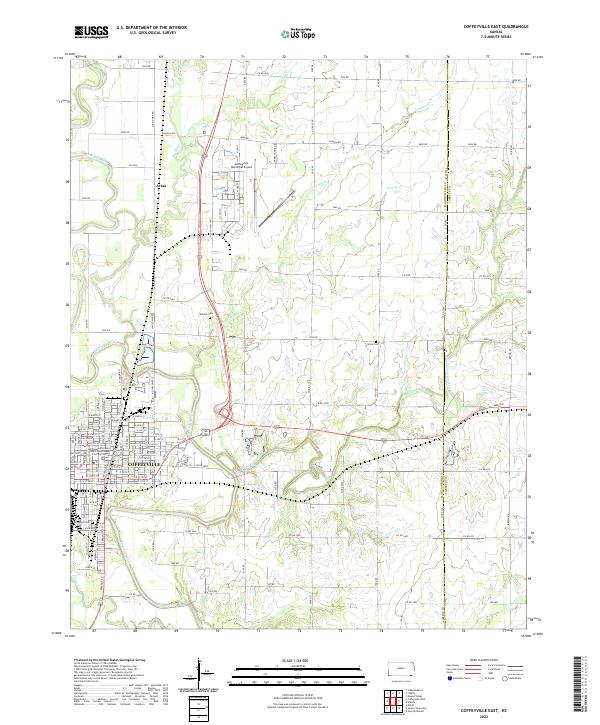 Coffeyville East topographic map thumbnail