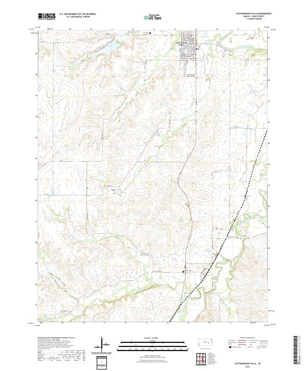 Cottonwood Falls topographic map thumbnail