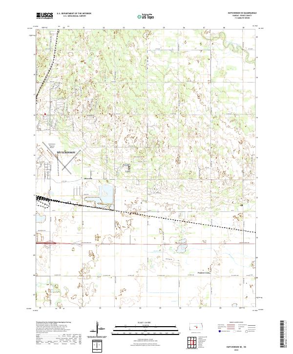 Hutchinson SE topographic map thumbnail