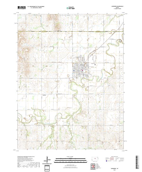 Lindsborg topographic map thumbnail