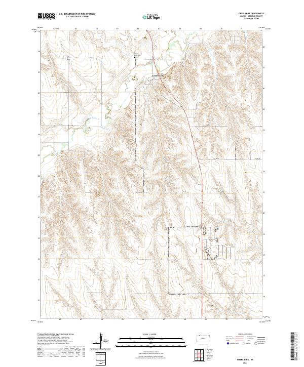 Oberlin NE topographic map thumbnail