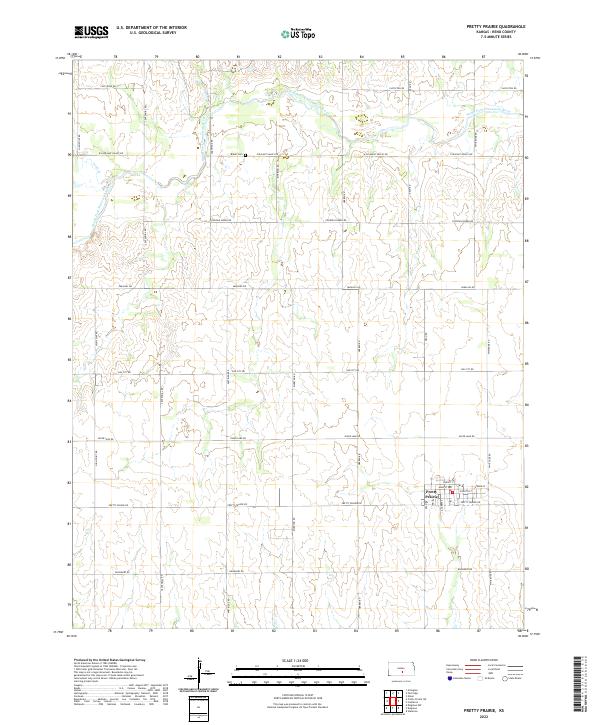 Pretty Prairie 2022 topographic map thumbnail