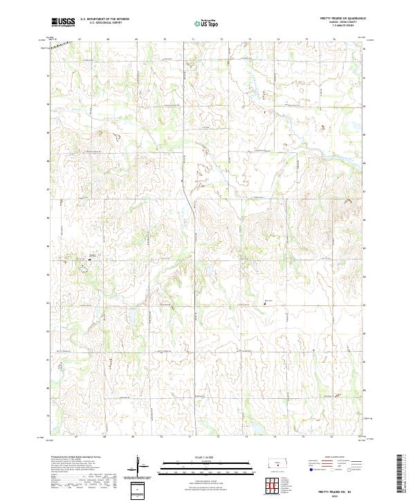 Pretty Prairie SW topographic map thumbnail