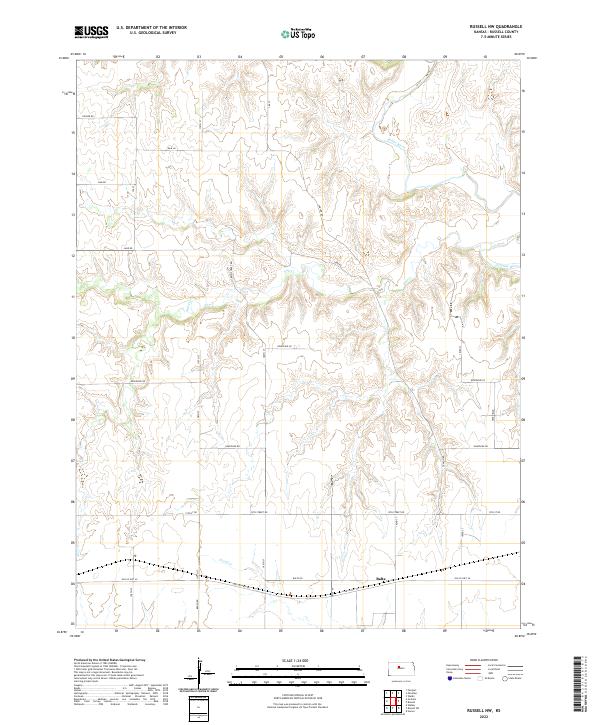 Russell NW 2022 topographic map thumbnail