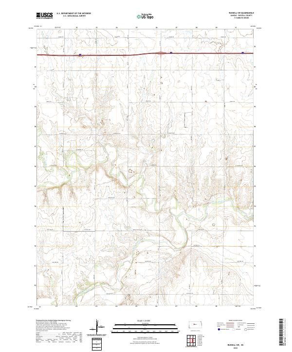 Russell SW topographic map thumbnail