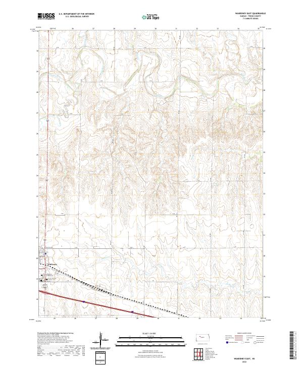 WaKeeney East 2022 topographic map thumbnail