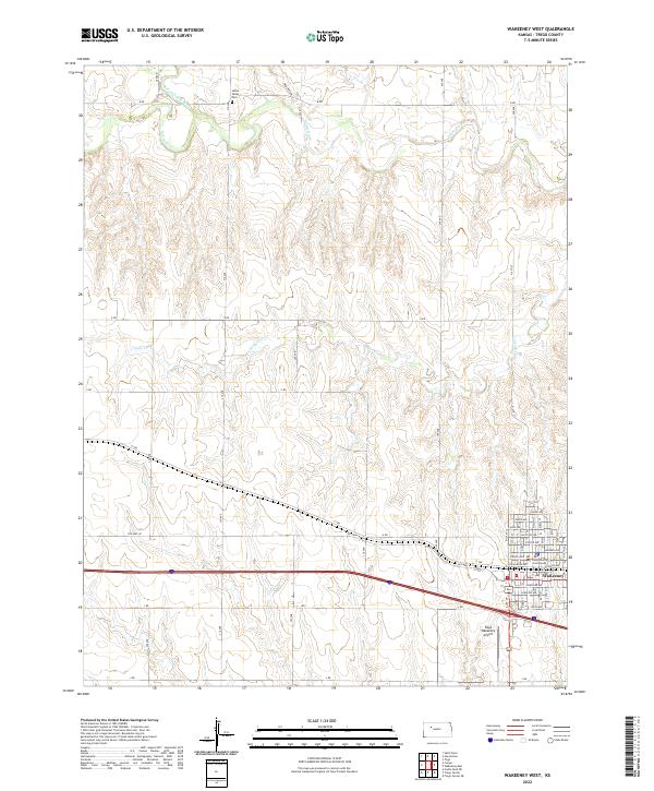 WaKeeney West 2022 topographic map thumbnail
