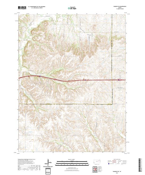 Wamego SW 2022 topographic map thumbnail