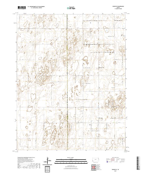 Woods SE topographic map thumbnail