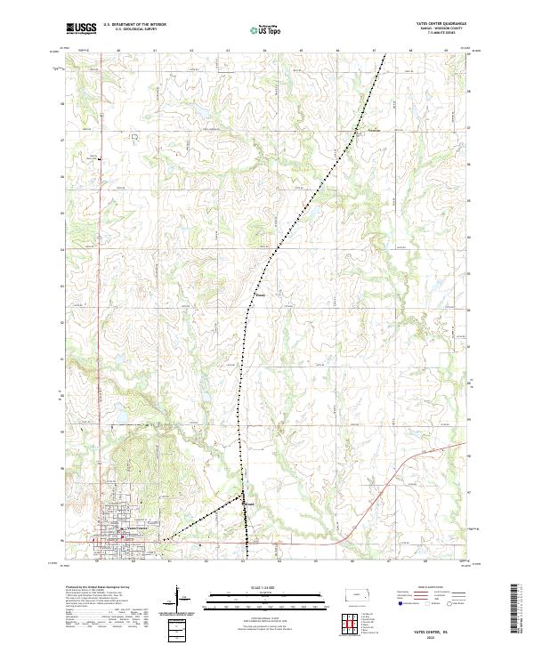 Yates Center 2022 topographic map thumbnail