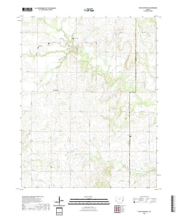 Yates Center SE 2022 topographic map thumbnail