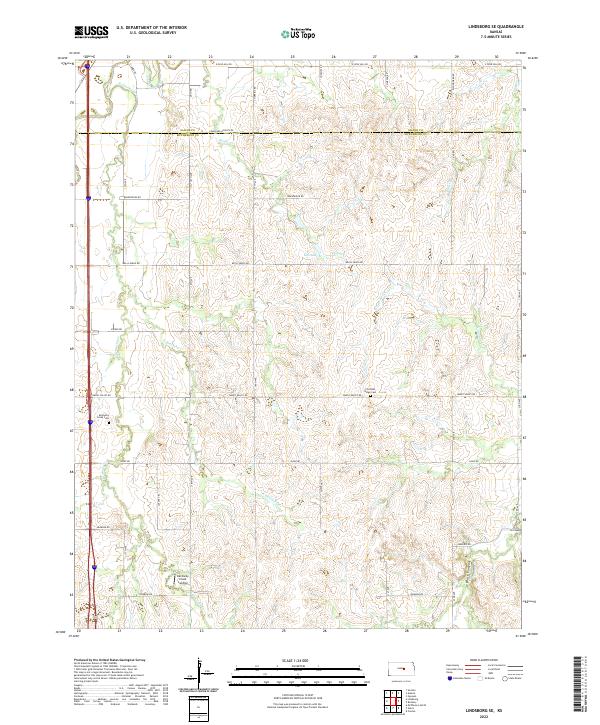 Lindsborg SE topographic map thumbnail