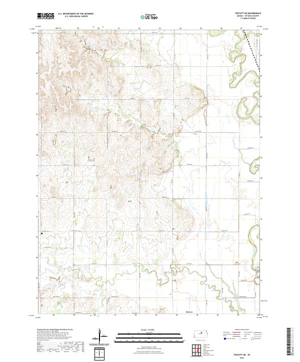 Tescott NE topographic map thumbnail