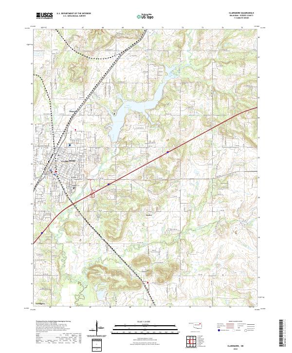 Claremore topographic map thumbnail