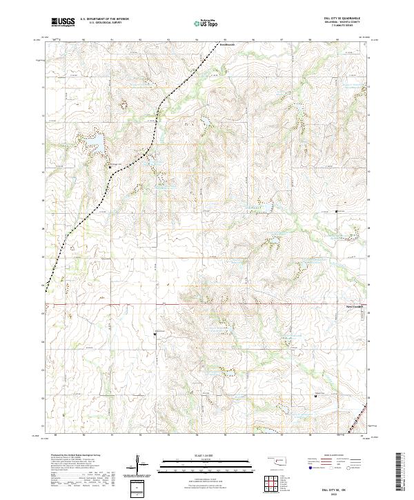 Dill City SE topographic map thumbnail