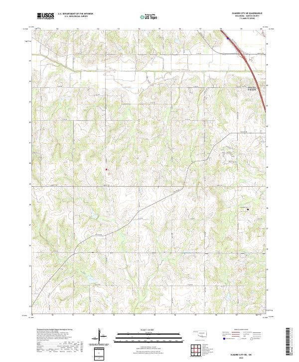 Elmore City NE topographic map thumbnail
