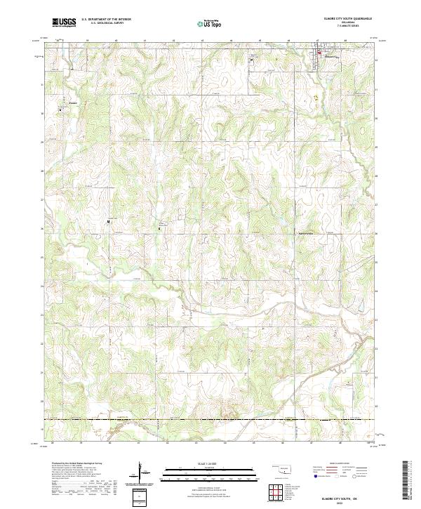 Elmore City South topographic map thumbnail